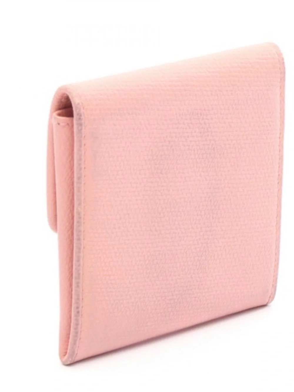 CHANEL Pink Leather Compact Fold Wallet Coin Case with Gold CC Button